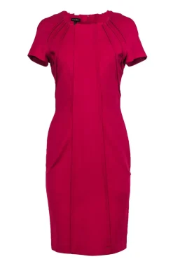 Escada - Magenta Midi Cap Sleeve Sheath Dress Sz 6