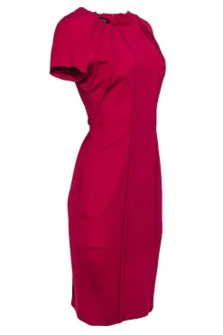 Escada - Magenta Midi Cap Sleeve Sheath Dress Sz 6