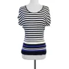 Escada - Navy & White Striped Short Sleeve Top Sz S