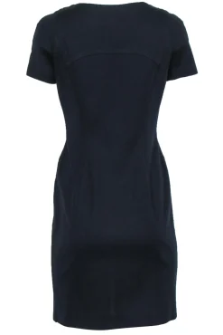 Escada - Navy Cap Sleeve Sheath Dress w/ White Zippers Sz 6