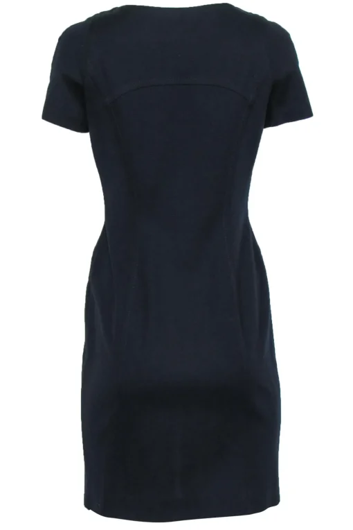 Escada - Navy Cap Sleeve Sheath Dress w/ White Zippers Sz 6