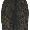 Escada - Olive & Black Leopard Print Wool Blend Pencil Skirt Sz 10