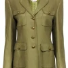 Escada - Olive Green Blazer w/ Gold Button Detail Blazer Sz 8