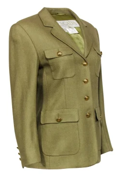 Escada - Olive Green Blazer w/ Gold Button Detail Blazer Sz 8