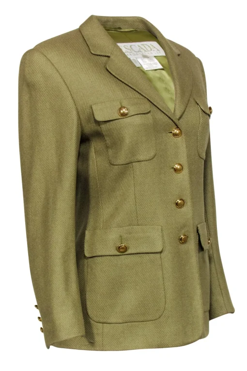 Escada - Olive Green Blazer w/ Gold Button Detail Blazer Sz 8