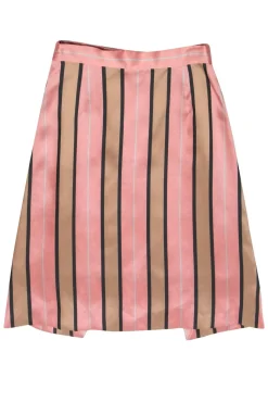 Escada - Pink, Tan & Grey Striped Crisscross Skirt Sz 4