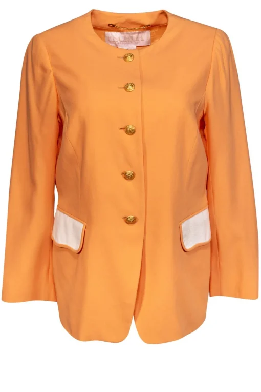 Escada - Sherbet Orange Jacket w/ Gold-Tone Details Sz S
