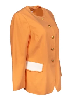 Escada - Sherbet Orange Jacket w/ Gold-Tone Details Sz S