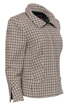 Escada - Taupe & White Herringbone Tweed Blazer Sz 10