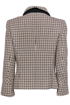 Escada - Taupe & White Herringbone Tweed Blazer Sz 10