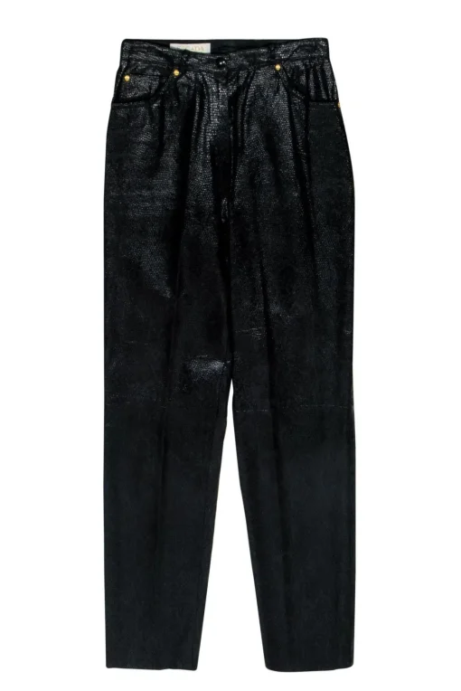 Escada - Vintage Black Reptile Texture Embossed Taper Leg Pants Sz 6
