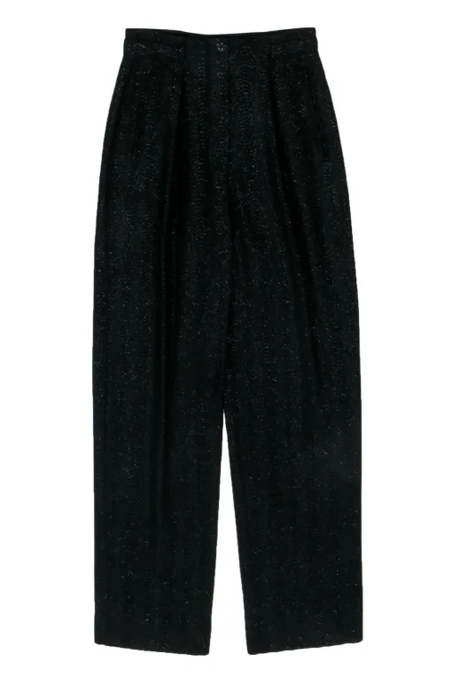 Escada - Vintage Black Sparkly Textured Straight Leg Trousers Sz 4