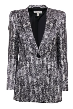 Escada - Vintage White & Gray Tapestry Printed Blazer Sz 6