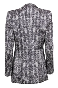 Escada - Vintage White & Gray Tapestry Printed Blazer Sz 6