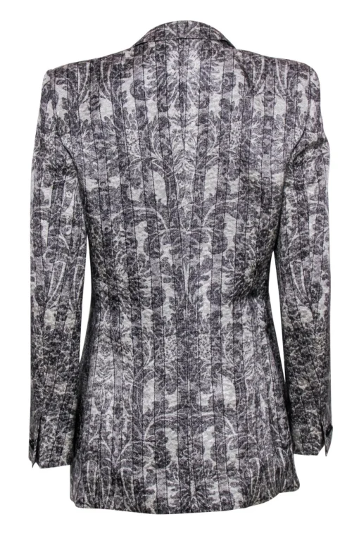 Escada - Vintage White & Gray Tapestry Printed Blazer Sz 6
