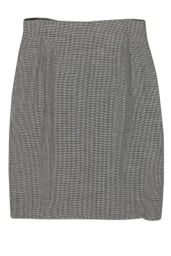 Escada - White & Black Houndstooth Print Wool Pencil Skirt Sz 12