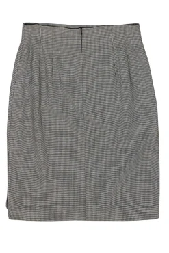 Escada - White & Black Houndstooth Print Wool Pencil Skirt Sz 12