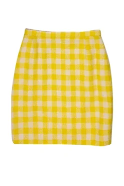 Escada - Yellow Checked Wool Blend Pencil Skirt Sz 8