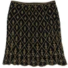 Escada Couture - Black & Gold Beaded Silk Midi Skirt Sz 14