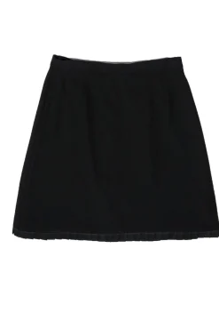 Escada Couture - Black Wool Skirt w/ Hem Pintucks Sz 10
