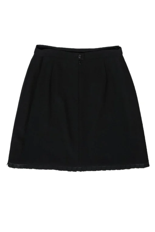 Escada Couture - Black Wool Skirt w/ Hem Pintucks Sz 10