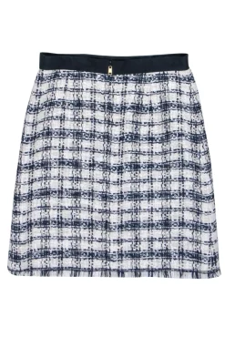 Escada Sport - Ivory & Navy Plaid Tweed Skirt Sz 8