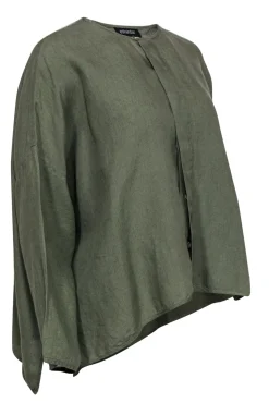 Eskandar - Olive Green Linen Oversized Blouse Sz 0