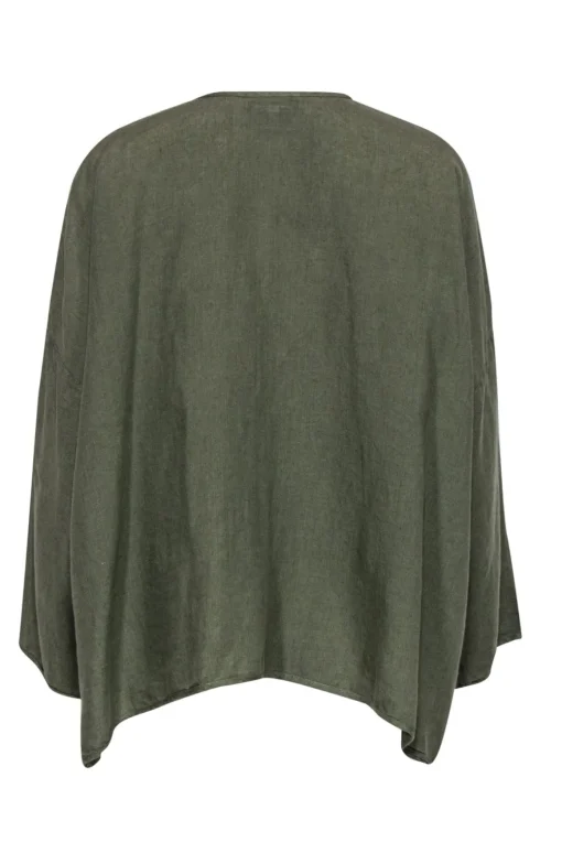Eskandar - Olive Green Linen Oversized Blouse Sz 0