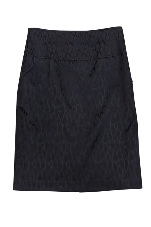 Etcetera - Brown Leopard Brocade Print Pencil Skirt Sz 4