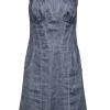 Etcetera - Grey Chambray Corset-Style Sheath Dress Sz 8