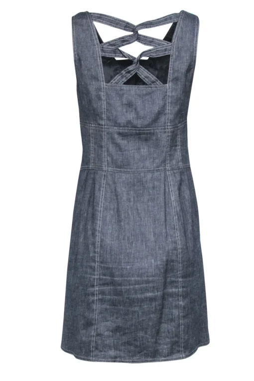 Etcetera - Grey Chambray Corset-Style Sheath Dress Sz 8