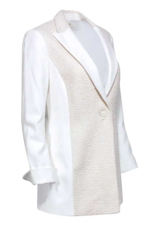 Etcetera - Ivory Single Button front Blazer w/ Cream Tweed Front Detail Sz 4