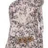 Etcetera - Printed One-Shoulder Blouse w/ Jewels Sz 6