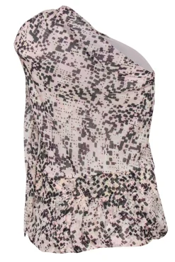 Etcetera - Printed One-Shoulder Blouse w/ Jewels Sz 6
