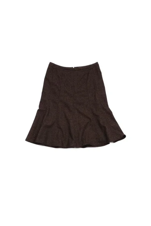 Etro - Brown & Black Houndstooth Wool Flared Skirt Sz 8