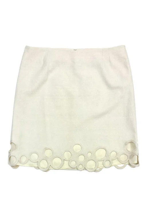Etro - Ivory Textured Silk Skirt Sz XL
