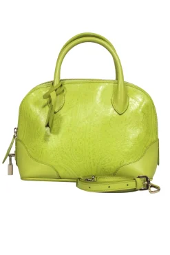 Etro - Lime Green Textured Bowler Handbag