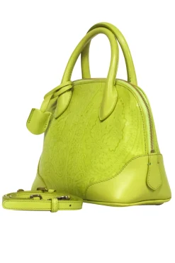 Etro - Lime Green Textured Bowler Handbag
