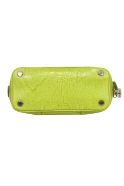 Etro - Lime Green Textured Bowler Handbag