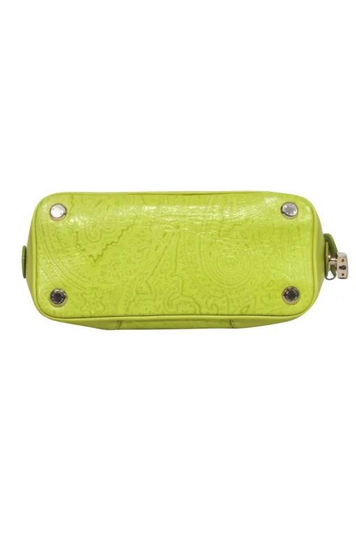 Etro - Lime Green Textured Bowler Handbag