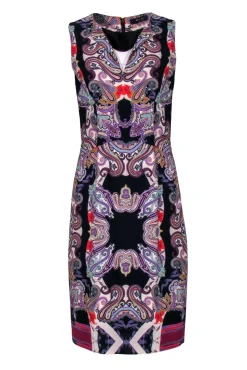 Etro - Purple Paisley Sheath Dress w/ V-Neckline Sz 8