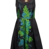Eva Franco - Black, Green, & Blue Brocade Print Sleeveless Dress Sz 2