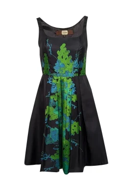 Eva Franco - Black, Green, & Blue Brocade Print Sleeveless Dress Sz 2