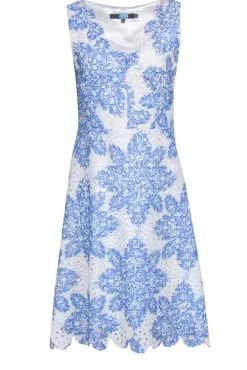 Eva Franco - Blue & White Eyelet Lace Dress Sz 8