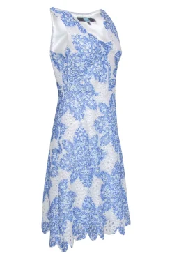 Eva Franco - Blue & White Eyelet Lace Dress Sz 8