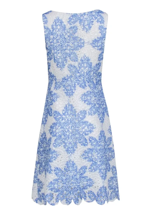 Eva Franco - Blue & White Eyelet Lace Dress Sz 8