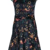 Eva Franco - Navy Floral Bird Print Corduroy Dress Sz 6