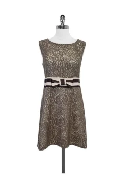 Eva Franco - Taupe Eyelet Dress w/ Bow Detail Sz 4