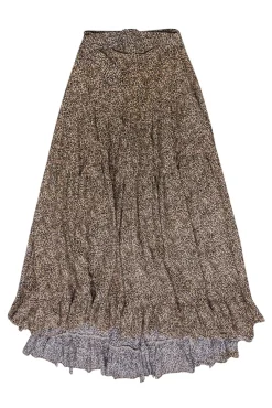 Evarae - Beige & Black Speckled Print High-Low Maxi Skirt Sz XS