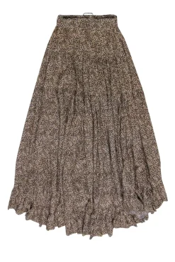 Evarae - Beige & Black Speckled Print High-Low Maxi Skirt Sz XS